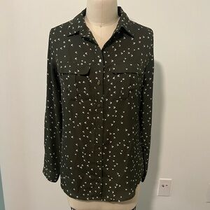 Gnu Printed Button-Up Pocket Blouse